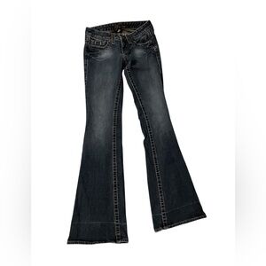 Bebe Low Rise Flare Jeans 27 Medium Wash Denim Y2K Bootcut